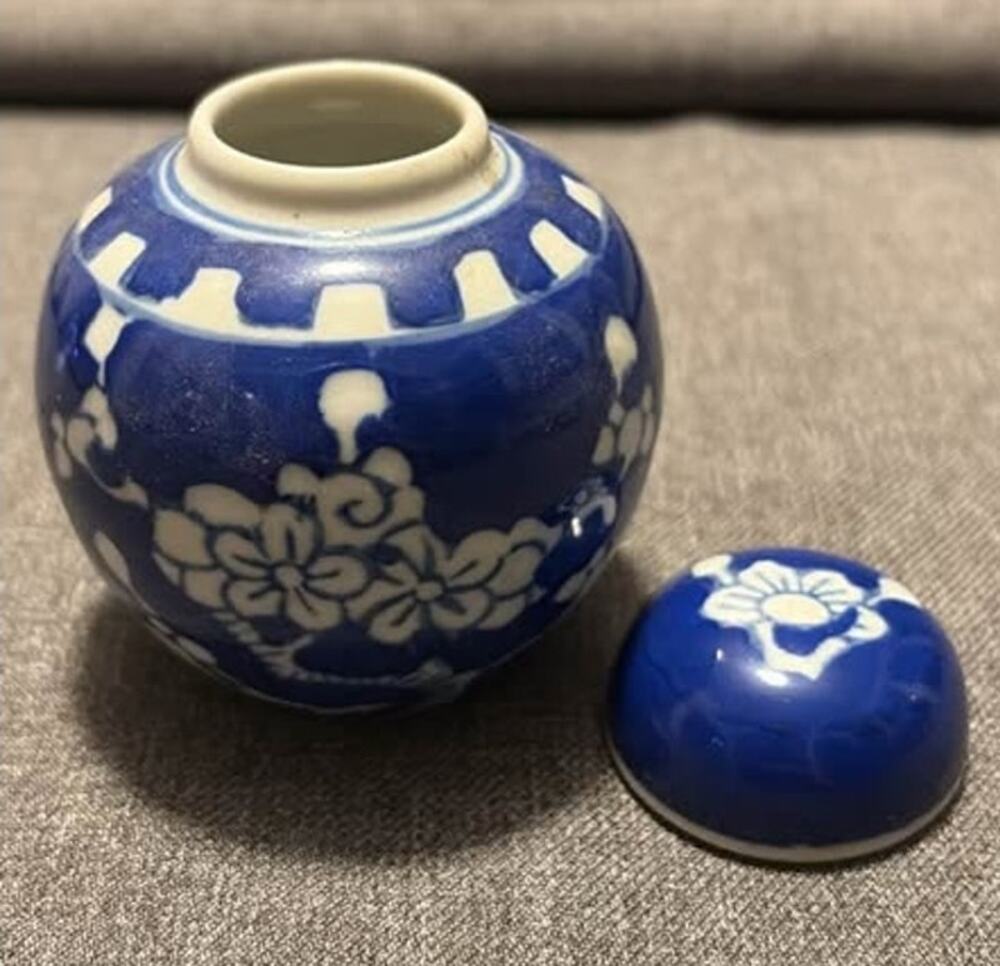 Miniature Blue and White Porcelain Ginger Jar